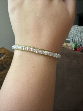 Crystal Bead Wrap Bracelet - Clear Crystal and Gold
